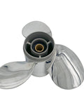 Stainless Steel Three Blade Propeller For Yamaha Outboard Motor Nine Point Twenty Five By Eleven Right Hand Spin Through Hub Exhaust