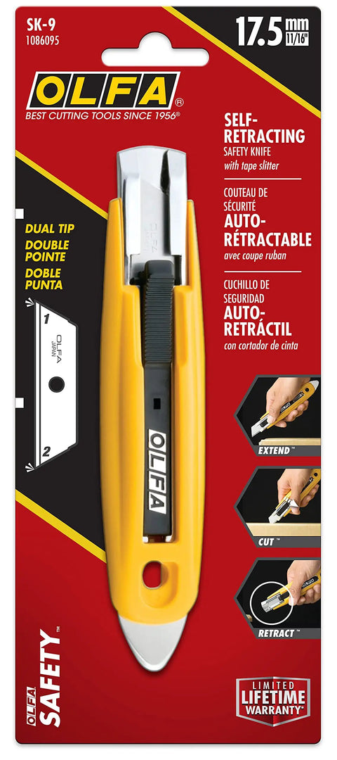 Self Retracting Safety Knife Semi Auto Utility Cutter For Tape And Cardboard Razor Sharp Blade With Spring Return Ultra Safe Box Opening Tool For DIY And Industrial Packaging, 17.5 mm, ABS handle