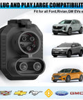 Tesla NACS To CCS1 Charger Adapter 500A 1000V Fast Charge for EVs pictured with compatible Ford, GM, Rivian vehicles