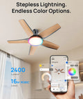 Straight Premium 52 Inch Smart Rgbic Ceiling Fan With Totally Lit Dimmable Lights And App Control For A Super Chill Lounge In Any Living Room Or Game Den.