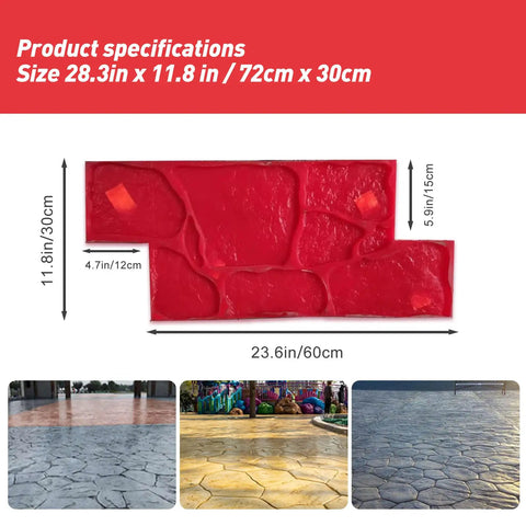 Realistic Concrete Seamless Texture Stamp Set For DIY Outdoor Surfaces Polyurethane Stamps With Texture Skin, size 28x12 in