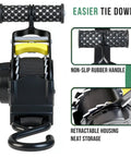 No Sweat Hauling Self Retracting Ratchet Straps 1500 Lb Break Strength 2 Pack showing non-slip handle and retractable housing.
