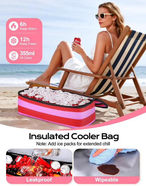 54L Beach Bag With Detachable Cooler, Waterproof And Sandproof Duffle Tote For Women, Travel Essentials by beach chair