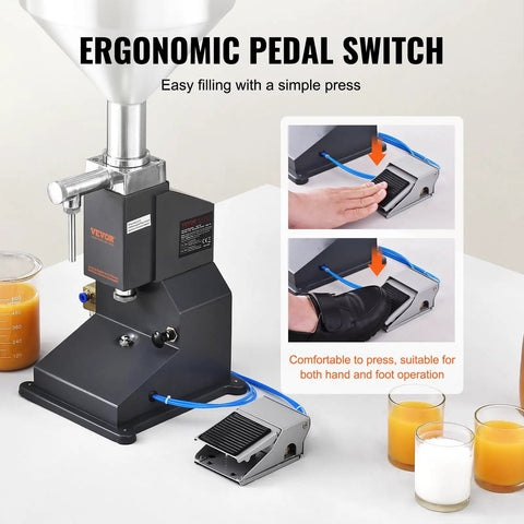 No Sweat Step On Pedal Pneumatic Liquid Filler And Bottle Filling Station With Tough Stainless Steel Build For Quick 5 To 50 Ml Beverages Cosmetics And Thick Fluid Pouring