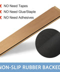 Image of Non Slip Rubber Stair Treads For Wooden Steps Absorbent Black Stair Rugs showing a rubber-backed stair mat section without adhesives.