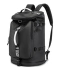 40L Waterproof Gym Duffle Bag With Convertible Design From Shoulder Bag To Cylinder Travel Case Lightweight Black Backpack For Hiking Fishing And Travel Trendy Cool Gear For Men And Women, side view