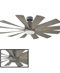 Premium 60 Inch Smart Ceiling Fan With Slick 12 Blade Design And Built In Led Light Kit Wet Rated For Indoor Outdoor Spaces Graphite Weathered Gray Finish includes sleek blades and remote control.