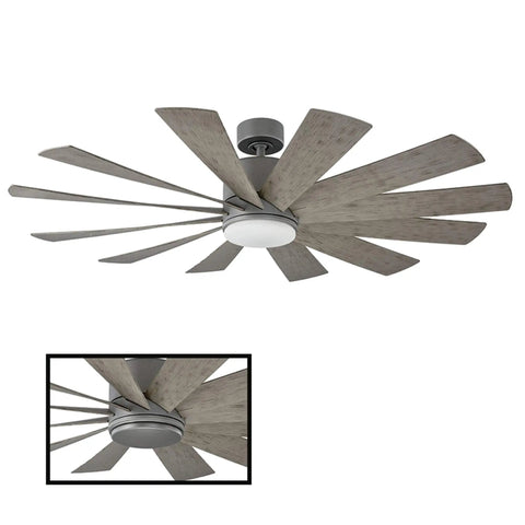 Premium 60 Inch Smart Ceiling Fan With Slick 12 Blade Design And Built In Led Light Kit Wet Rated For Indoor Outdoor Spaces Graphite Weathered Gray Finish includes sleek blades and remote control.