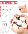 Hands holding 24 Piece Teardrop Tablecloth Weights with Marble Pendant Stones and Metal Clips for Outdoors, white.