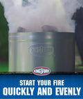 Heavy Duty Deluxe Charcoal Chimney Starter With Large Capacity Zinc Steel Build shown emitting smoke.