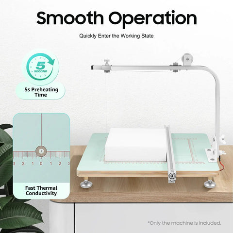 Hot Wire Foam Cutter For Pro DIY Projects With Adjustable Temperature 32 To 572 Fahrenheit, cut foam on ruler-guided table.