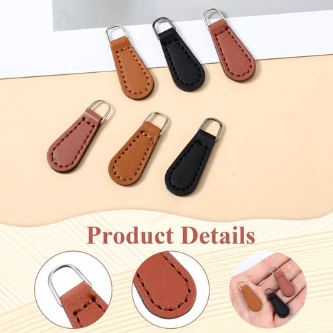 Zipper Pull Tabs Replacement Kit For Luggage Backpacks Jackets Purses And Handbags Grab And Go Easy Clip On PU Leather Zipper Pulls