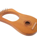 7 String Lyre Harp Starter Kit with tuning wrench, extra strings, and music sheet book. Wooden mini harp for beginners.