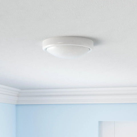 Ceiling-mounted white LED light fixture in bright room, unrelated to Battery Operated LED Tap Lights For Under Cabinet Lighting In Kitchen Closet Pantry And Garage AA Batteries Required Nightlight For Bedroom 4 Pack For Quick Easy Illumination.