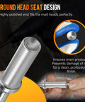 Quarter Inch Rivet Set For Pneumatic Hammers Pro Grade Universal with round head seat design, silver metal, close-up angle.