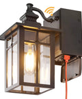 Porch Light Outdoor Dusk To Dawn With Built In GFCI Outlet 2 In 1 Wall Light IP44 Waterproof Anti Rust For House Front Door Patio Garage Bulb Included