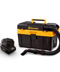 Badass Pro Grade 4 Gallon Cordless Wet Dry Shop Vacuum With 24V Lithium Ion Battery Toolbox Design, compact toolbox with battery and hose.