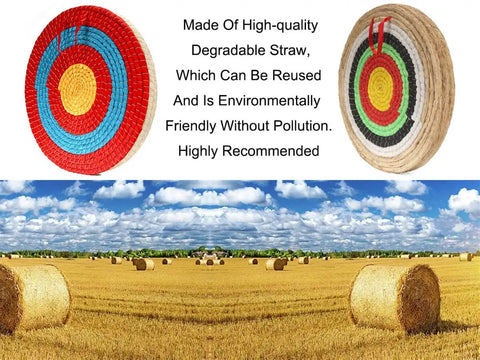 Traditional Solid Straw Archery Target With Colored Rope Face And Three Layer Design For Backyard Practice Handmade Eco Friendly