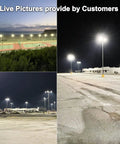 LED Parking Lot Light With Photocell, 19000 Lumens Shoebox Pole Fixture illuminating parking lots at night