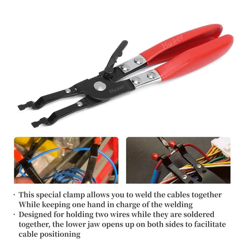 Car Soldering Pliers Multi-Function Wire Welding Clamp with ergonomic grip and red handles for auto maintenance and repairs