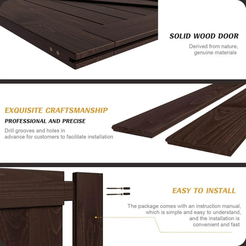 Brown Barn Door 36 Inch By 84 Inch With Six Point Six Foot Barn Door Hardware Track Kit And Handle Included Double Surface Easy Assembly K Frame Coffee Finish Spruce Wood Construction