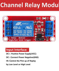 4 Pack 5V Relay Module One Channel Optocoupler with High-Current Switch for Home Projects Handles 10A at 250V AC or 10A at 30V DC close-up view of relay module connections.