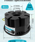 Heavy Duty 6 Inch Trailer Jack Blocks 4 Pack, weatherproof polymer, dimensions marked, supports 40000 lbs, used for RV stability.