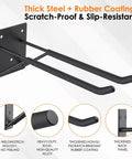 Beefy Heavy Duty Garage Hooks 8 Pack for Wall Mount Storage shown with black steel and rubber coating for slip resistance.