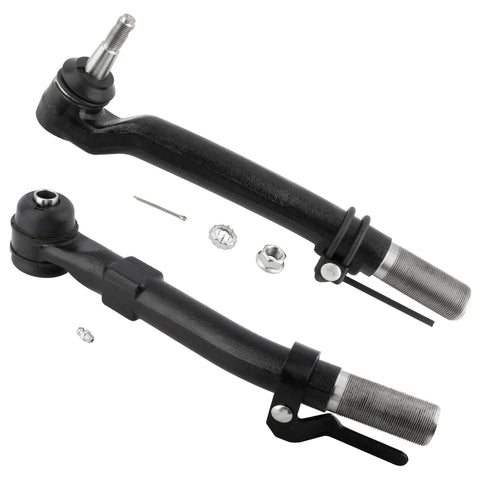 Beefed Up 11 Piece Front Suspension Kit For Ford F 250 F 350 Super Duty 2005 2006 2007 With Front Outer Tie Rod Ends Tie Rod Drag Link Tie Rod Adjusting Sleeve Upper And Lower Ball Joints And Sway Bar, black steel parts