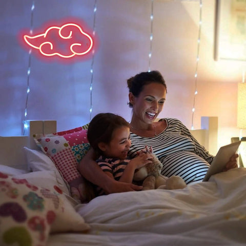 Anime Neon Sign Cloud LED Wall Light With Dimmable USB Power For Bedroom Game Room Man Cave Party Decor glowing on wall