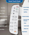 Smart Heated Bidet Toilet Seat Round With Vortex Wash Front And Rear Cleansing control panel with buttons for settings