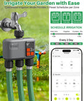 3 Zone WiFi Sprinkler Timer With 984 Ft Range And 3 Outlet Smart Water Timer For Garden Hoses attached to faucet