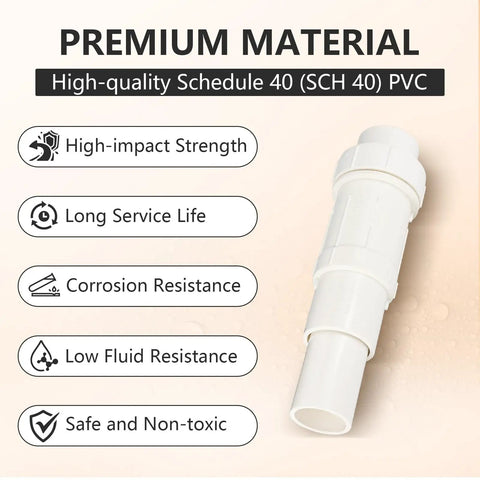 Premium Schedule 40 PVC pipe fitting showcasing high-impact strength and reliable material features for plumbing use.
