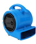 Blue Powerhouse 1/8 HP Air Mover with 600 CFM Floor Dryer Utility Blower, three-speed settings, rugged poly housing for efficient drying.