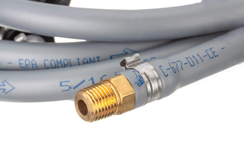8 Ft Fuel Line Assembly With Primer Bulb And Quick Disconnect For Engine Use, Gray Low Permeation Marine Fuel Hose, Durable Flexible And Long Lasting, 1/4 In NPT Tank End, Easy Plug And Play Install Replacement Hose