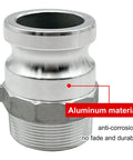 Beefy Aluminum Cam Lock Hose Fittings 1 Inch Plug To NPT Male Global Type Cam And Groove Quick Disconnect Pack Of 2 With 2 Camlock Gasket Fittings White For Industrial Fluid Transfers, aluminum