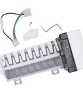 Model Specific Refrigerator Ice Maker Replacement That Fits 532 542 561 601F 632 And 642 Models So It Fits Right 8 Cube Ice Maker With Harness And Arm Included 120V SZ7002738, showing full unit with harness and arm