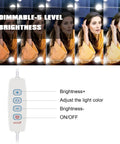 Woman using Hollywood Style Vanity Lights For Mirror With 10 Dimmable Bulbs USB Powered Stick On Vanity Strip Lights.