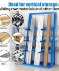 Beefy Vertical Long Parts Storage Rack With 3,000 Lb Capacity For Pipes And Lumber, Heavy Duty Pipe Organizer Shelf with Safety Chain
