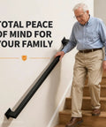 Hella Sturdy Indoor Stair Handrail 9 FT Modern Wrought Iron Railing with Dope Matte Black Powder Coated Finish in use.