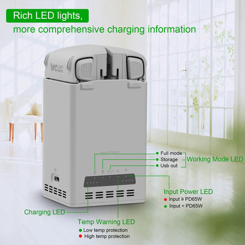 65W Two Way Smart Charger Dock For Lito 1 And Lito X1 Drones USB C Cable Included Grey Charging Hub Station indoor view with LED indicators