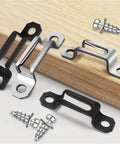 Eighty Pack Hidden Connection Fasteners Invisible Cam Lock Screws Black Furniture Hardware Dead Simple Setup Hella Durable Woodworking Connectors displayed on wood.