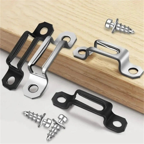 Eighty Pack Hidden Connection Fasteners Invisible Cam Lock Screws Black Furniture Hardware Dead Simple Setup Hella Durable Woodworking Connectors displayed on wood.