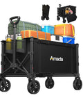 Heavy Duty Foldable Wagon Cart With Wheels, 120L Capacity, 220 Lbs Load, Collapsible Utility Wagon for outdoor hauling