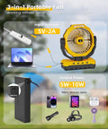 36000mAh Portable Camping Fan With Detachable Batteries Led Light And Remote Four Speeds Rechargeable for Tent Travel