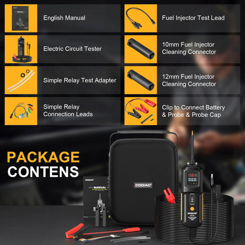 Power Circuit Probe Tester For Auto Electrical Systems 6V-40V DC No-Fuss All-In-One Kit With Relay And Injector Test components and case