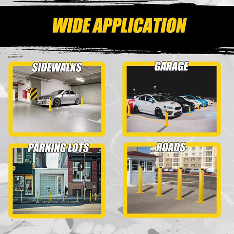Wide application of Keep Your Spot Secure With Rock Solid 42 Inch Steel Safety Bollards 4.5 Inch Diameter in various settings.