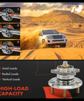 Rear Wheel Bearing Hub Assembly Set 2 Pack For Kia Optima 2006 2007 2008 And Magentis 2006 2007 2008 2009 2010 5 Lug Non ABS Brakes Compatible High Load Replacement with SUV in desert, load diagram, and product