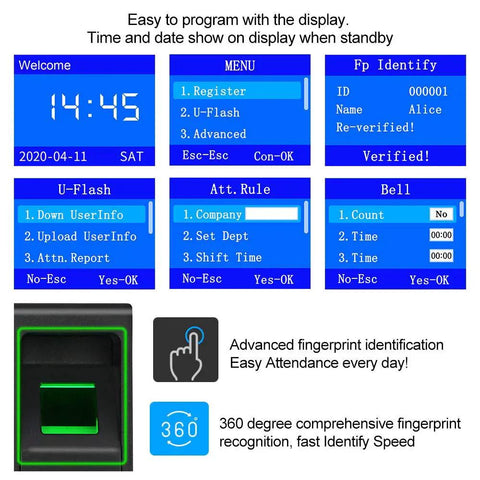 All In One RFID Access Control System With Fingerprint Scanner, Numeric Keypad, 12V Power Supply, Heavy Duty Magnetic Lock, Door Switch, And 125KHz ID Card Keychains, Offline Attendance Reports Via USB For Easy Office Security