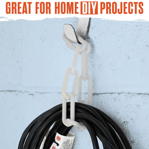 Lightweight Plastic Chain For Crowd Control And Event Setup 124 Feet Of 2 Inch Links UV Protected White Barrier Chain
